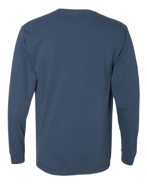 Unisex Garment-Dyed Heavyweight Long Sleeve Pocket T-Shirt - Midnight Back