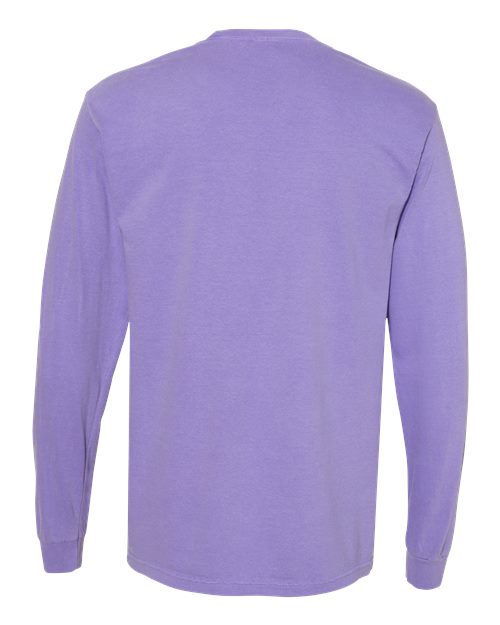Unisex Garment-Dyed Heavyweight Long Sleeve Pocket T-Shirt - Violet Back