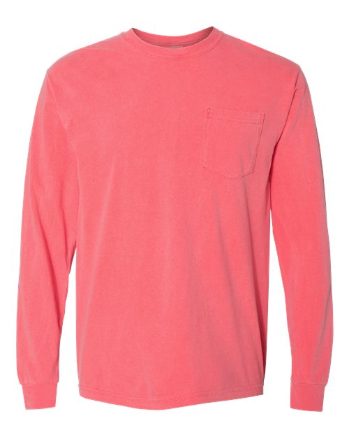 Unisex Garment-Dyed Heavyweight Long Sleeve Pocket T-Shirt - Watermelon Front