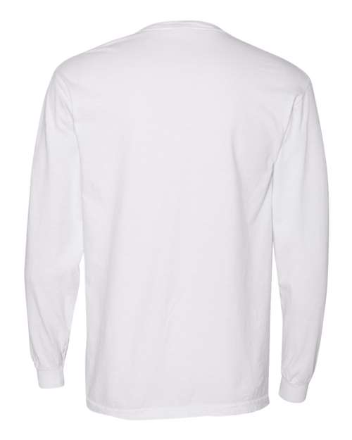 Unisex Garment-Dyed Heavyweight Long Sleeve Pocket T-Shirt - White Back