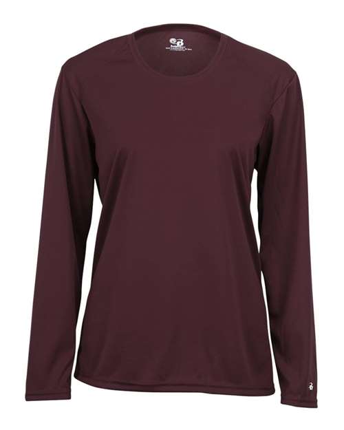 Women's B-Core Long Sleeve T-Shirt - Maroon Front