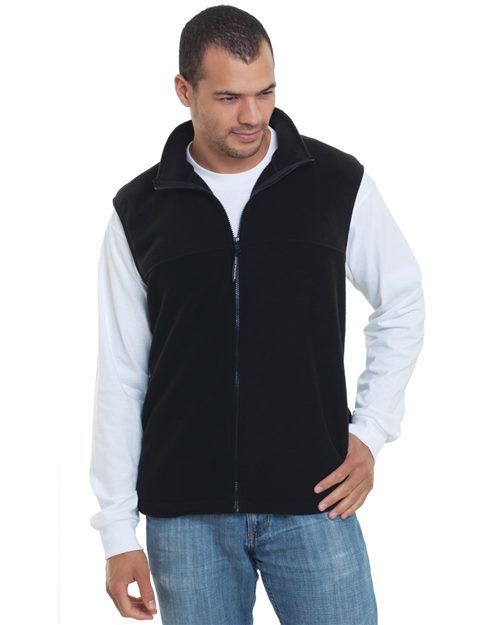 Men's USA-Made Full-Zip Fleece Vest - Forest Green Front