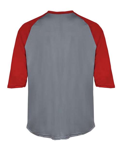 Youth B-Core Three-Quarter Sleeve Baseball T-Shirt - Graphite/ Red Back
