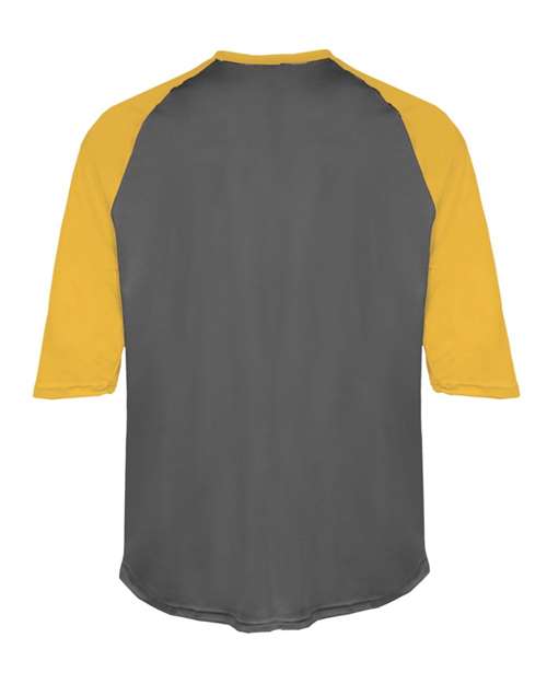 Youth B-Core Three-Quarter Sleeve Baseball T-Shirt - Graphite/ Gold Back