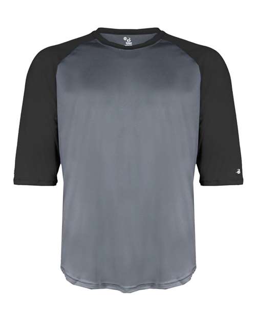 Youth B-Core Three-Quarter Sleeve Baseball T-Shirt - Graphite/ Black Front