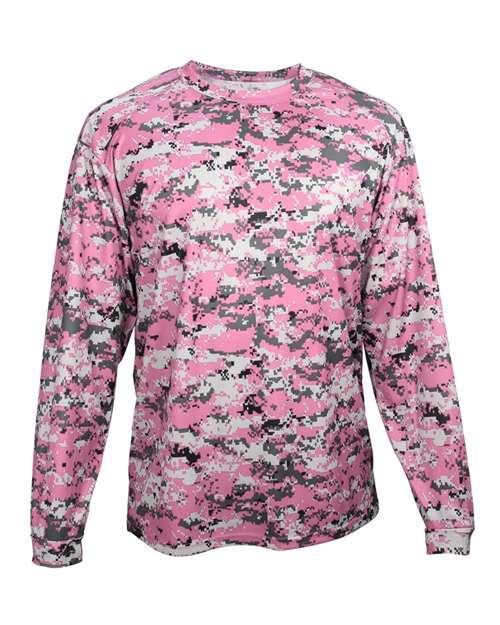Men's Digital Camo Long Sleeve T-Shirt - Pink Digital Front