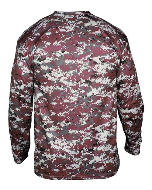 Men's Digital Camo Long Sleeve T-Shirt - Maroon Digital Back