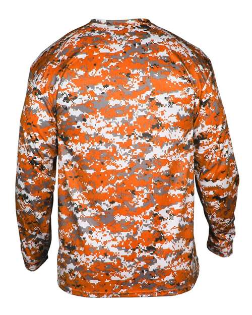 Men's Digital Camo Long Sleeve T-Shirt - Burnt Orange Digital Back