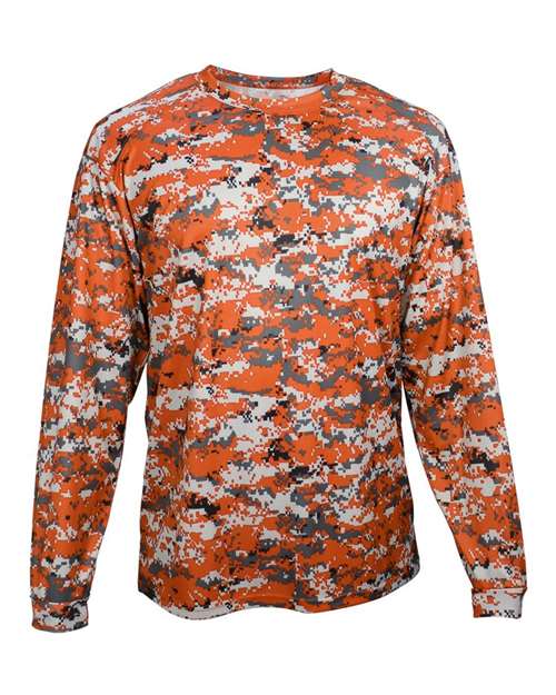 Men's Digital Camo Long Sleeve T-Shirt - Burnt Orange Digital Front
