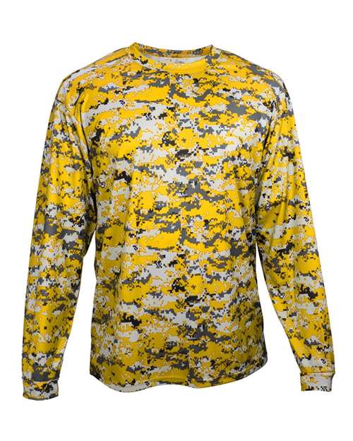 Men's Digital Camo Long Sleeve T-Shirt - Gold Digital Front