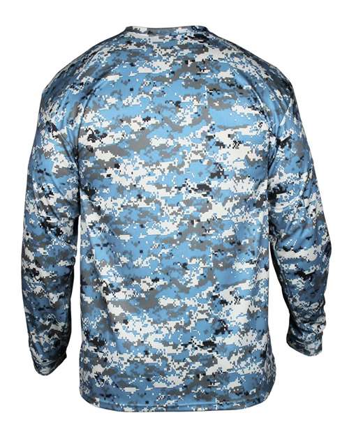 Men's Digital Camo Long Sleeve T-Shirt - Columbia Blue Digital Back