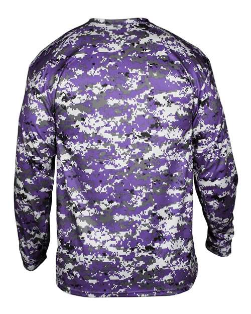 Men's Digital Camo Long Sleeve T-Shirt - Purple Digital Back