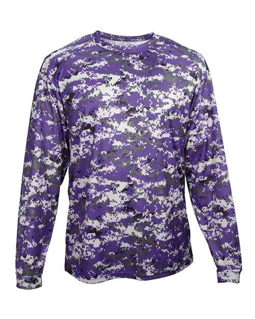 Men's Digital Camo Long Sleeve T-Shirt - Purple Digital Front