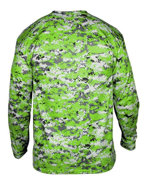 Men's Digital Camo Long Sleeve T-Shirt - Lime Digital Back