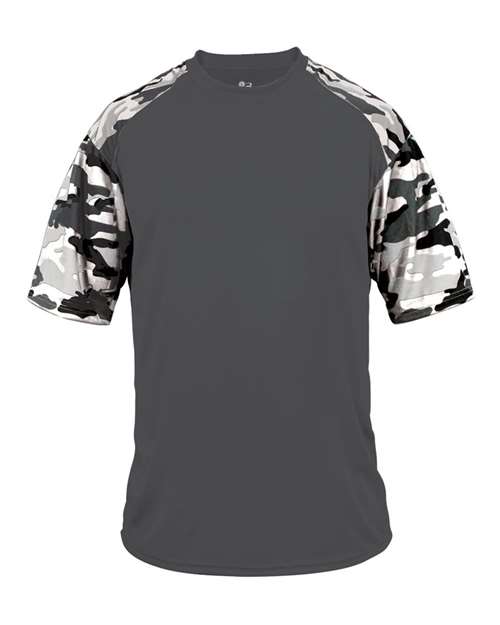 Youth Camo Sport T-Shirt - Graphite/ White Camo Front