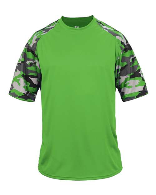 Youth Camo Sport T-Shirt - Lime/ Lime Camo Front