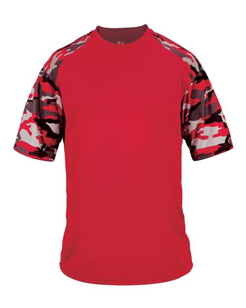 Youth Camo Sport T-Shirt - Red/ Red Camo Front