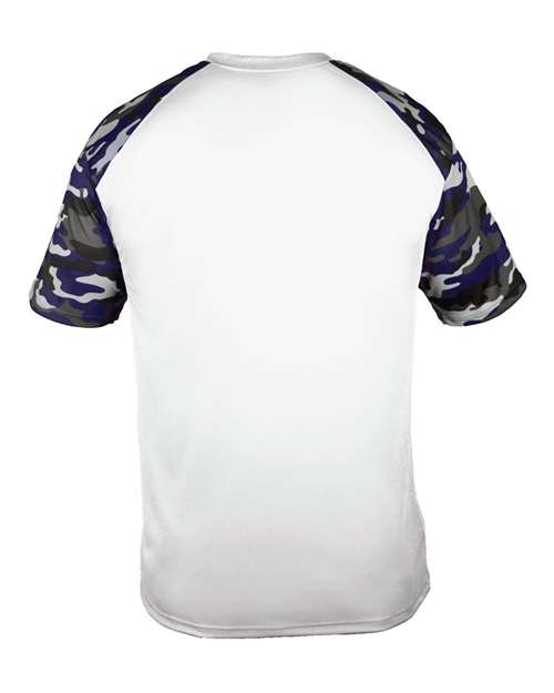 Youth Camo Sport T-Shirt - White/ Navy Camo Back