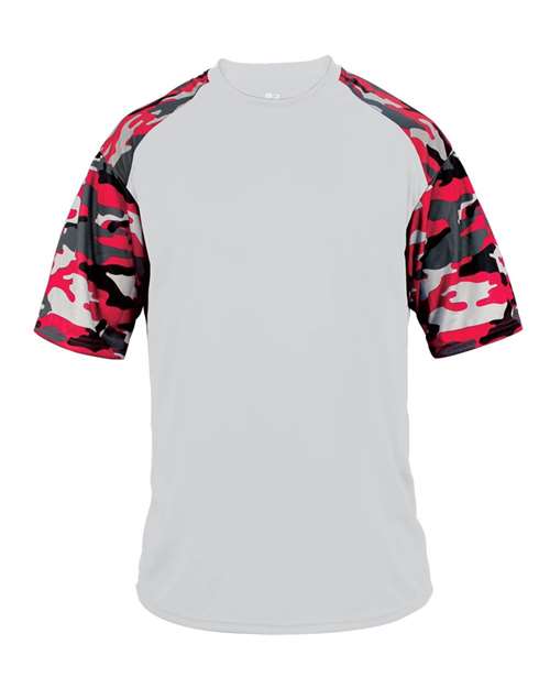Youth Camo Sport T-Shirt - White/ Red Camo Front