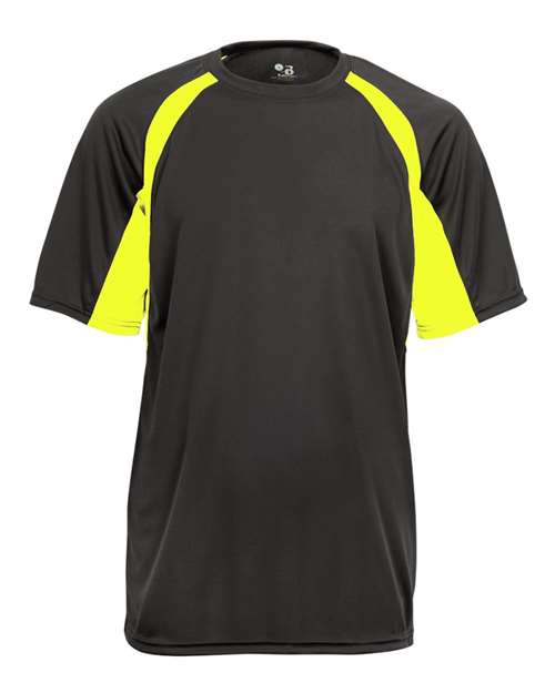 Youth B-Core Hook T-Shirt - Graphite/ Safety Yellow Front
