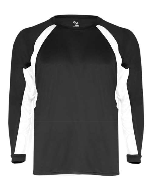 Youth B-Core Hook Long Sleeve T-Shirt - Black/ White Front