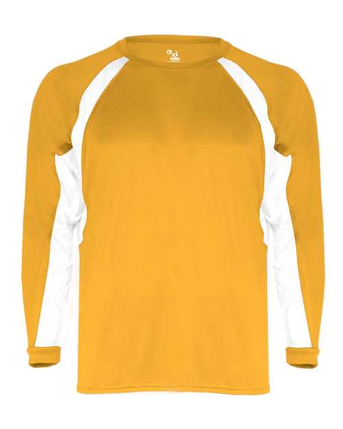 Youth B-Core Hook Long Sleeve T-Shirt - Gold/ White Front