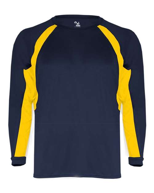 Youth B-Core Hook Long Sleeve T-Shirt - Navy/ Gold Front