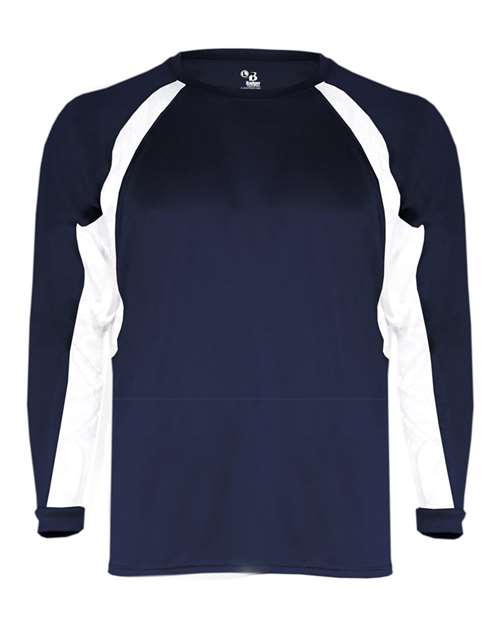 Youth B-Core Hook Long Sleeve T-Shirt - Navy/ White Front
