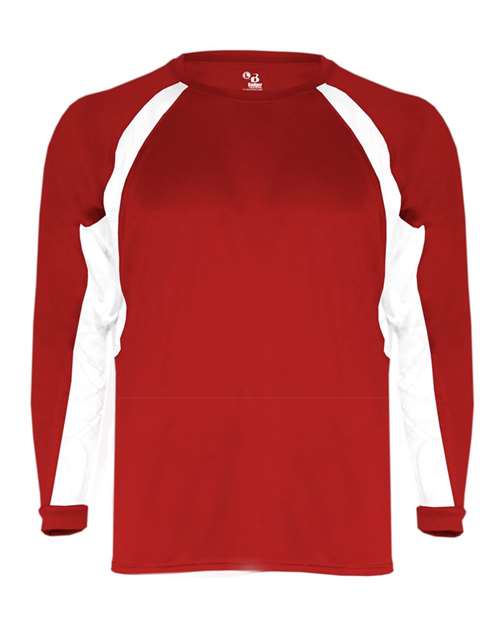 Youth B-Core Hook Long Sleeve T-Shirt - Red/ White Front