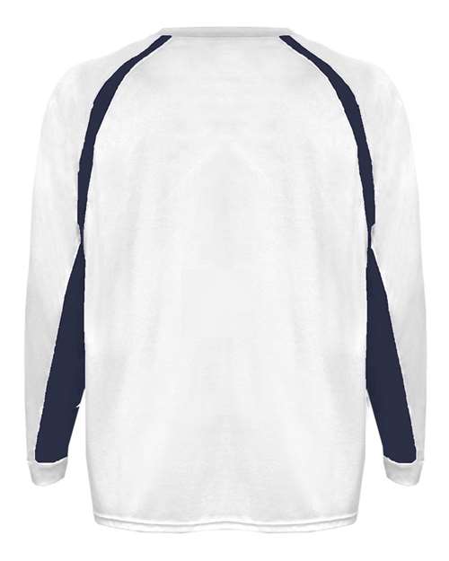 Youth B-Core Hook Long Sleeve T-Shirt - White/ Navy Back