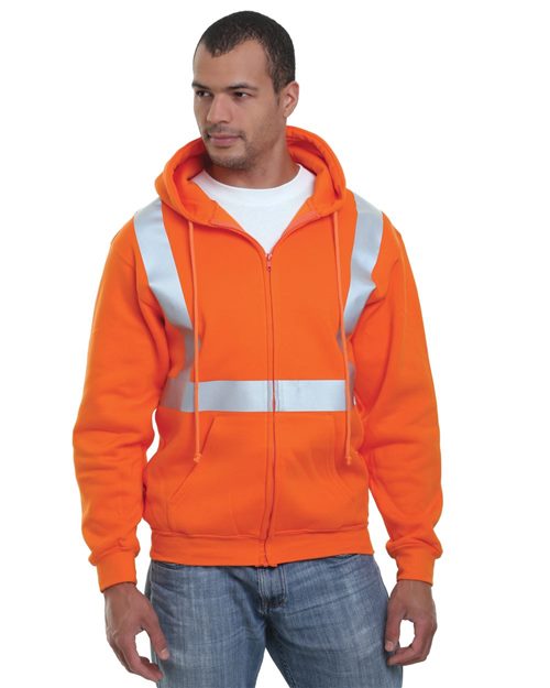 Men's USA-Made Hi-Visibility Full-Zip Hooded Sweatshirt - Purple Front