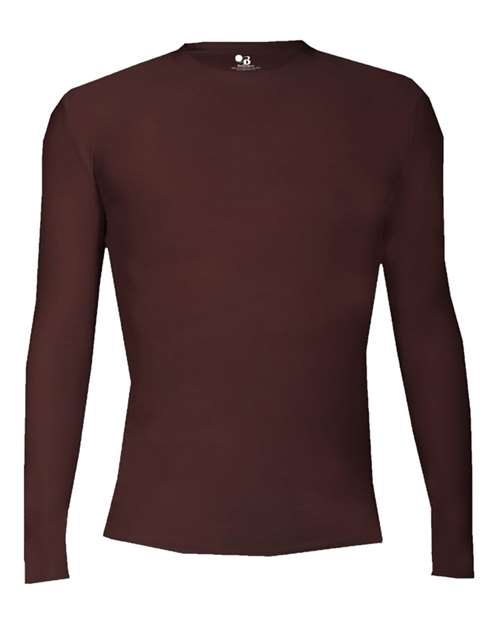 Men's Pro-Compression Long Sleeve T-Shirt - Maroon Front