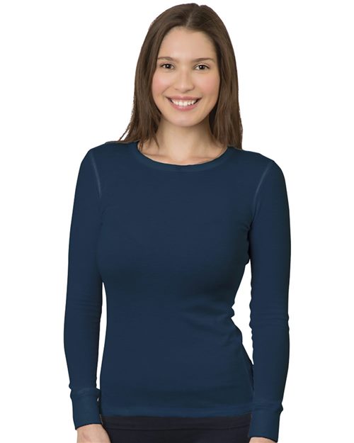 Women's USA-Made Thermal Long Sleeve T-Shirt - Black Front