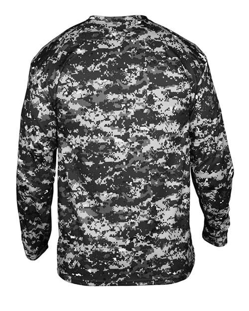Youth Digital Camo Long Sleeve T-Shirt - Black Digital Back