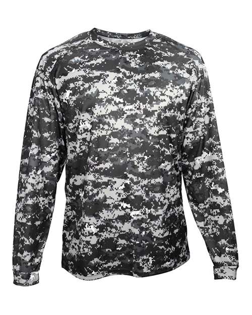 Youth Digital Camo Long Sleeve T-Shirt - Black Digital Front