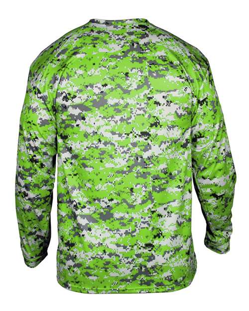 Youth Digital Camo Long Sleeve T-Shirt - Lime Digital Back