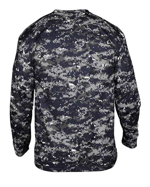 Youth Digital Camo Long Sleeve T-Shirt - Navy Digital Back
