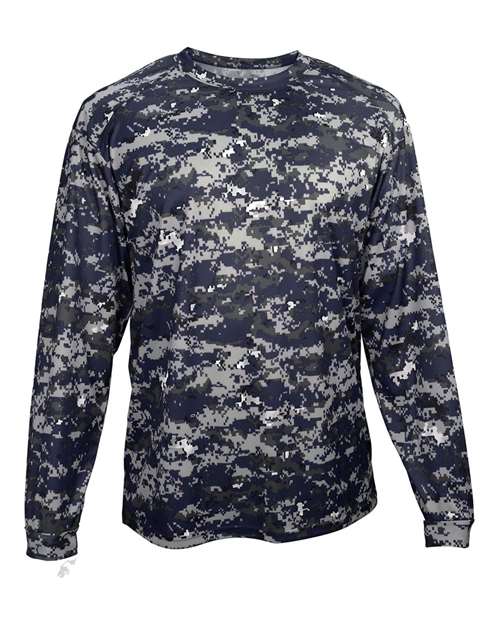 Youth Digital Camo Long Sleeve T-Shirt - Navy Digital Front