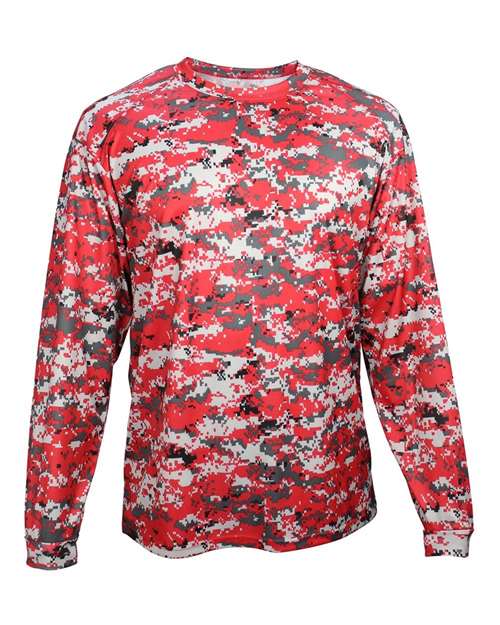 Youth Digital Camo Long Sleeve T-Shirt - Red Digital Front