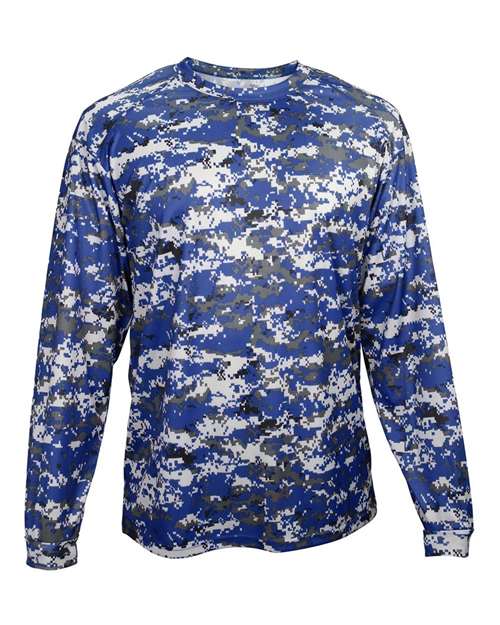 Youth Digital Camo Long Sleeve T-Shirt - Royal Digital Front