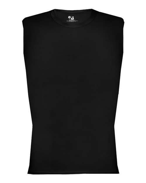 Men's Pro-Compression Sleeveless T-Shirt - Black Front