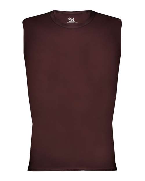Men's Pro-Compression Sleeveless T-Shirt - Maroon Front