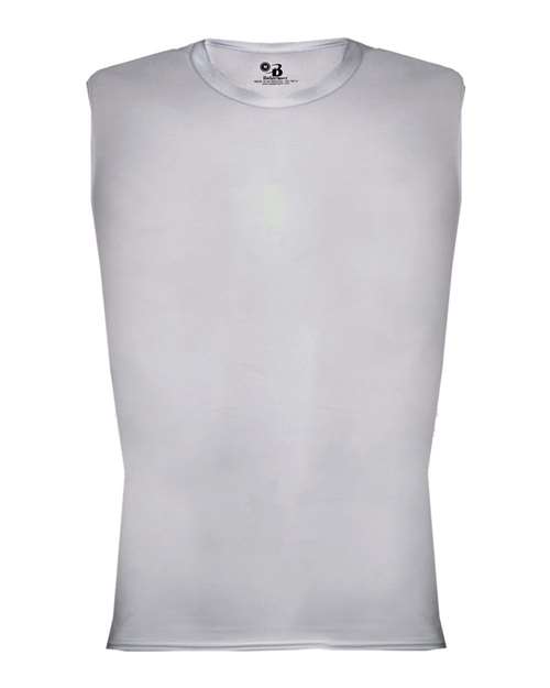 Men's Pro-Compression Sleeveless T-Shirt - Silver Front