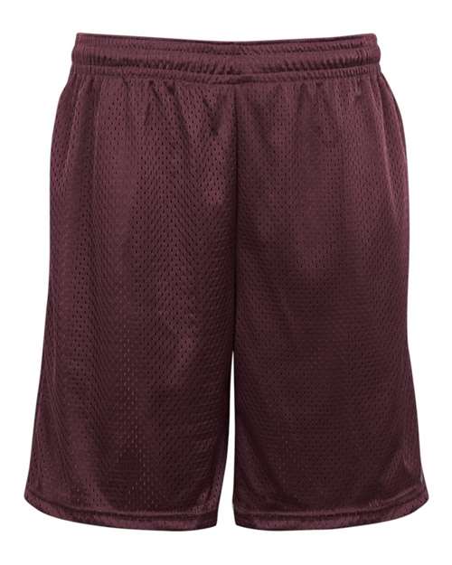 Men's Pro Mesh 9" Shorts with Pockets - Maroon Front