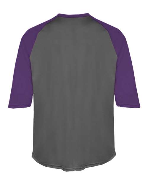 Men's B-Core Three-Quarter Sleeve Baseball T-Shirt - Graphite/ Purple Back