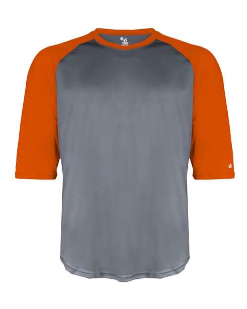 Men's B-Core Three-Quarter Sleeve Baseball T-Shirt - Graphite/ Burnt Orange Front