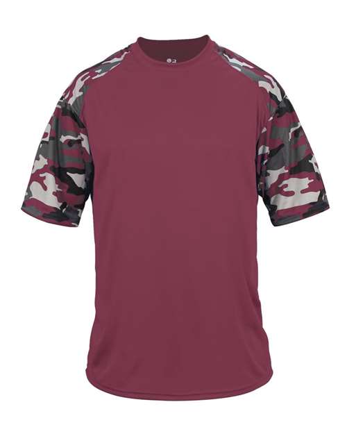 Men's Camo Sport T-Shirt - Maroon/ Maroon Camo Front