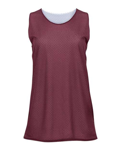 Women's Pro Mesh Reversible Tank Top - Cardinal/ White Front