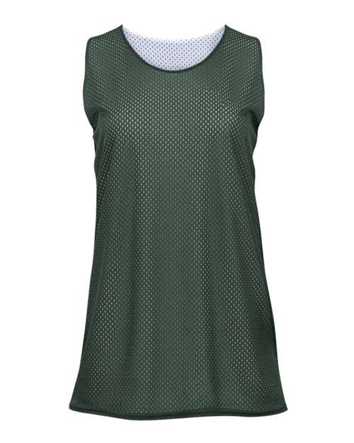 Women's Pro Mesh Reversible Tank Top - Forest/ White Front