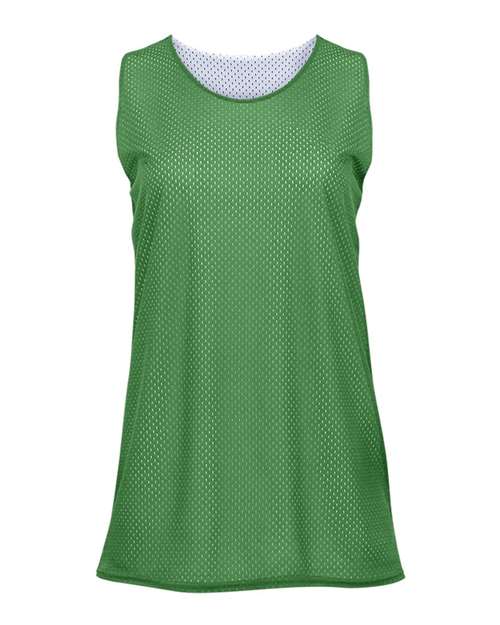 Women's Pro Mesh Reversible Tank Top - Kelly/ White Front